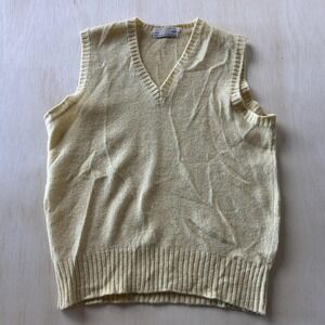 Vintage Browns Of Bermuda Sweater Vest Mens Large Yellow Wool V Neck UK 80s